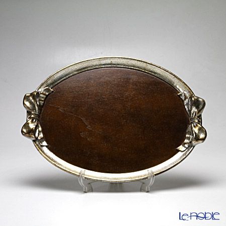 ソルディ フィレンツェ トレイ オーバル 30×43cm ウォルナット／シルバーリボン 1003