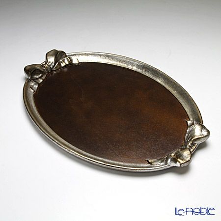 ソルディ フィレンツェ トレイ オーバル 30×43cm ウォルナット／シルバーリボン 1003