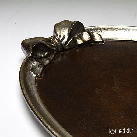 ソルディ フィレンツェ トレイ オーバル 30×43cm ウォルナット／シルバーリボン 1003