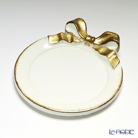 ソルディ フィレンツェ コースター ラウンド リボン ホワイト／ゴールド 1020