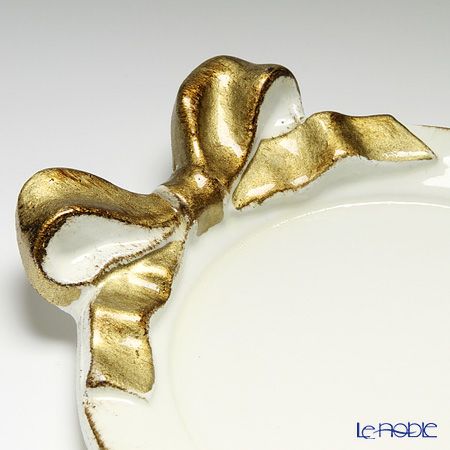 ソルディ フィレンツェ コースター ラウンド リボン ホワイト／ゴールド 1020