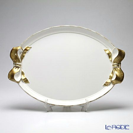 ソルディ フィレンツェ トレイ オーバル 36×51cm ホワイト／ゴールドリボン 1004