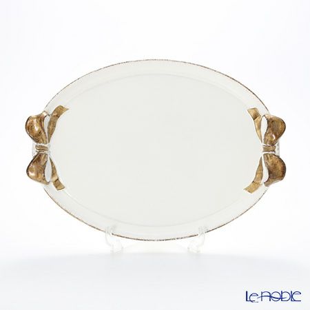 ソルディ フィレンツェ トレイ オーバル 30×43cm ホワイト／ゴールドリボン 1003