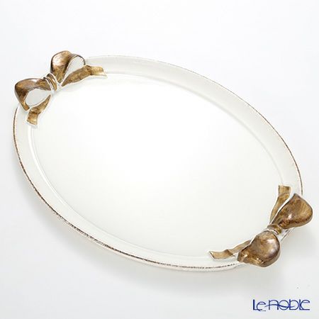ソルディ フィレンツェ トレイ オーバル 30×43cm ホワイト／ゴールドリボン 1003
