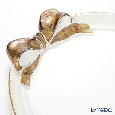 ソルディ フィレンツェ トレイ オーバル 30×43cm ホワイト／ゴールドリボン 1003