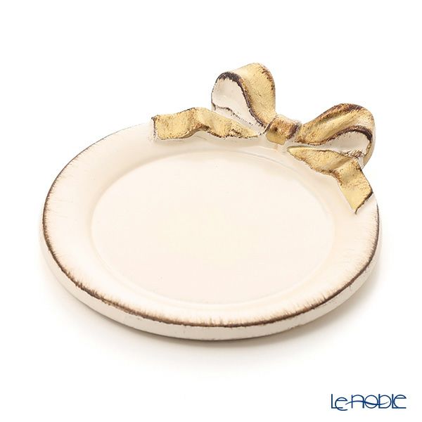 ソルディ フィレンツェ ミニトレイ／コースター ラウンド クリームピンク／ゴールド リボン 1020