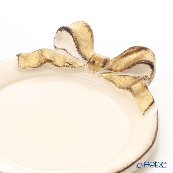 ソルディ フィレンツェ ミニトレイ／コースター ラウンド クリームピンク／ゴールド リボン 1020