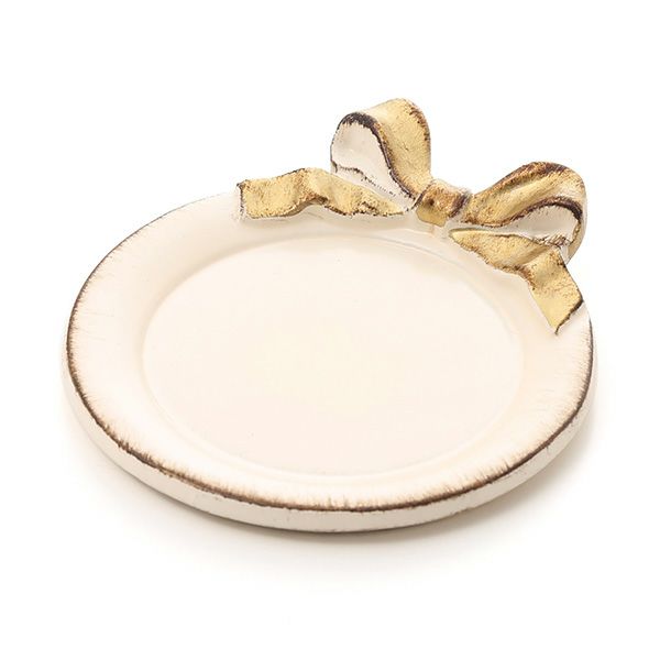 ソルディ フィレンツェ ミニトレイ／コースター ラウンド クリームピンク／ゴールド リボン 1020