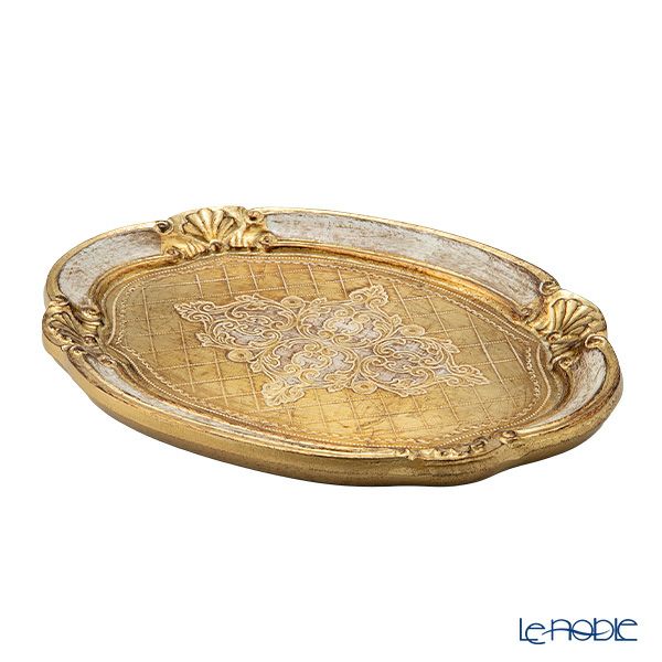 ソルディ フィレンツェ トレイ オーバル 22×30cm ホワイト／ゴールド 12／GTR-1