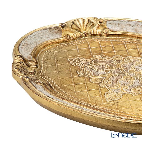 ソルディ フィレンツェ トレイ オーバル 22×30cm ホワイト／ゴールド 12／GTR-1