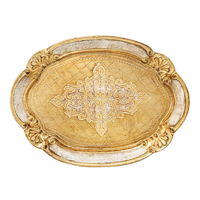 ソルディ フィレンツェ トレイ オーバル 22×30cm ホワイト／ゴールド 12／GTR-1