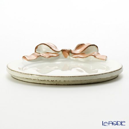 ソルディ フィレンツェ コースター ラウンド リボン ホワイト／ピンク 1020