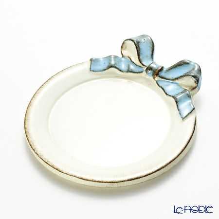 ソルディ フィレンツェ ミニトレイ／コースター ラウンド リボン ホワイト／ライトブルー 1020