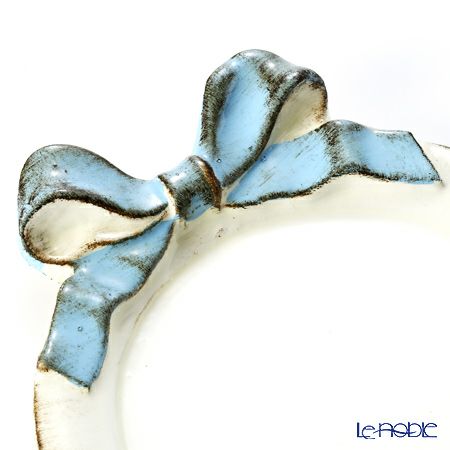 ソルディ フィレンツェ ミニトレイ／コースター ラウンド リボン ホワイト／ライトブルー 1020