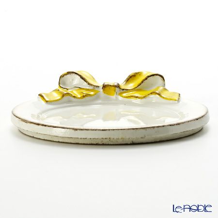 ソルディ フィレンツェ コースター ラウンド リボン ホワイト／イエロー 1020