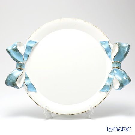 ソルディ フィレンツェ トレイ ラウンド 38×47cm リボン ホワイト／ライトブルー 1000