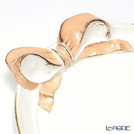 ソルディ フィレンツェ トレイ オーバル 36×51cm リボン ホワイト／ピンク 1004