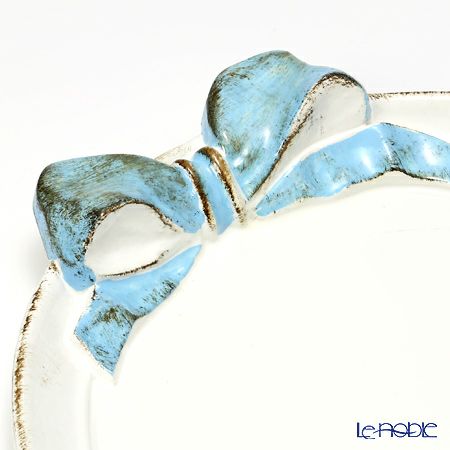 ソルディ フィレンツェ トレイ オーバル 30×43cm リボン ホワイト／ライトブルー 1003