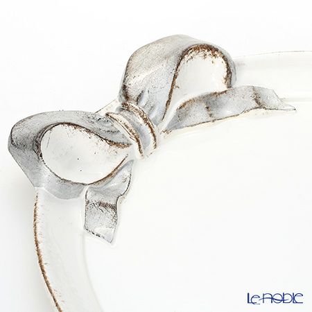 ソルディ フィレンツェ トレイ オーバル 36×51cm ホワイト／シルバーリボン 1004