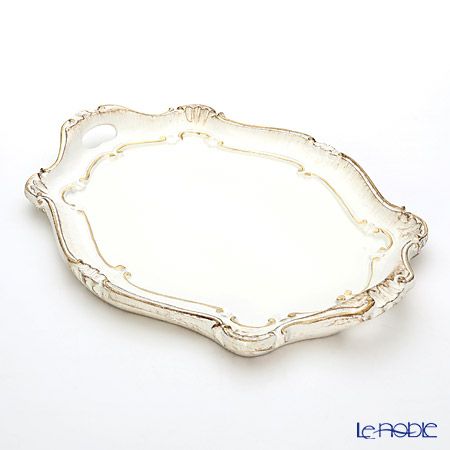 ソルディ フィレンツェ トレイ バロッコ オーバル 41.5×30cm ホワイト／ゴールド 3050／1