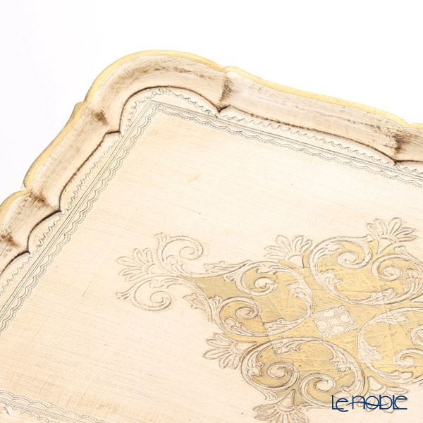 ソルディ フィレンツェ トレイ 長方形 ホワイト×ゴールド 46.5×37.5cm 3046／5