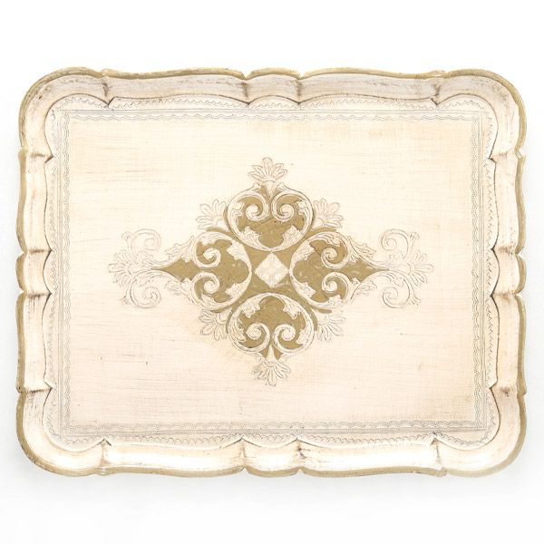 ソルディ フィレンツェ トレイ 長方形 ホワイト×ゴールド 46.5×37.5cm 3046／5