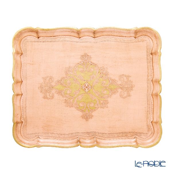ソルディ フィレンツェ トレイ 長方形 ライトピンク×ゴールド 46.5×37.5cm 3046／5