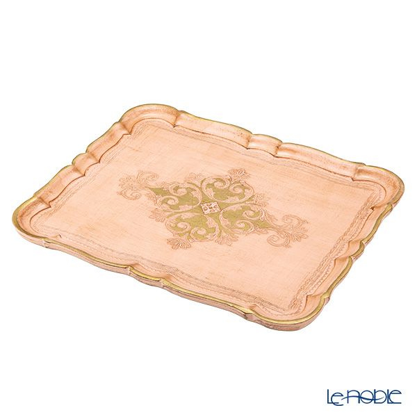 ソルディ フィレンツェ トレイ 長方形 ライトピンク×ゴールド 46.5×37.5cm 3046／5