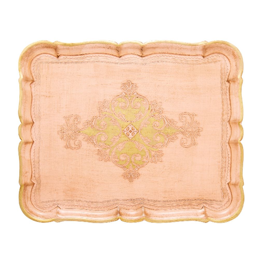 ソルディ フィレンツェ トレイ 長方形 ライトピンク×ゴールド 46.5×37.5cm 3046／5