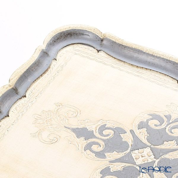 ソルディ フィレンツェ トレイ 長方形 ホワイト×ブルーグレー 41.5×32cm 3046／4