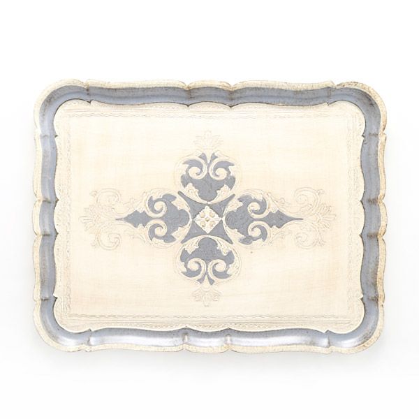 ソルディ フィレンツェ トレイ 長方形 ホワイト×ブルーグレー 41.5×32cm 3046／4