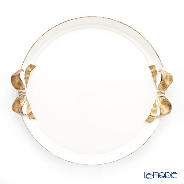 ソルディ フィレンツェ トレイ ラウンドトレイ リボン ホワイト ゴールド 40×38cm A9