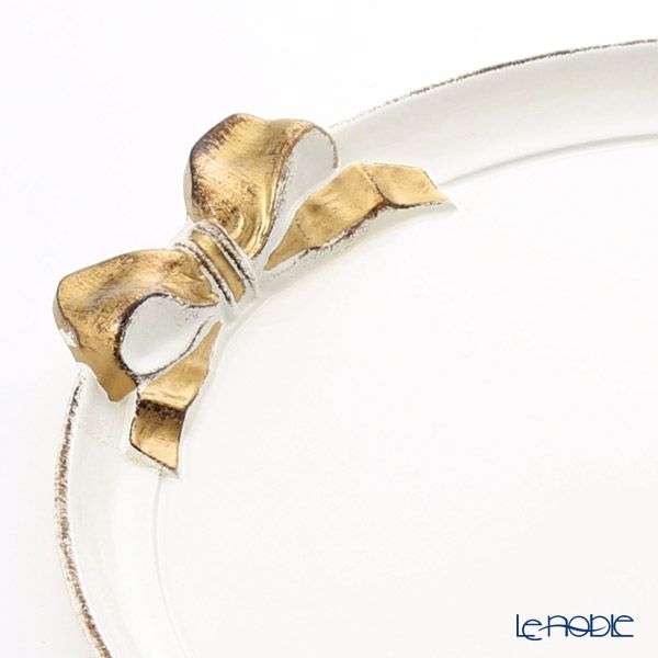 ソルディ フィレンツェ トレイ ラウンドトレイ リボン ホワイト ゴールド 40×38cm A9