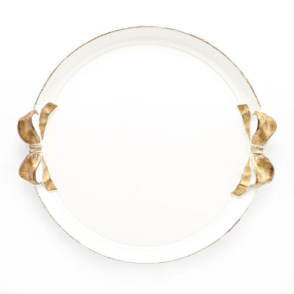 ソルディ フィレンツェ トレイ ラウンドトレイ リボン ホワイト ゴールド 40×38cm A9