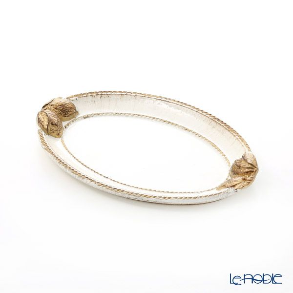 ソルディ フィレンツェ トレイ レモン オーバル ホワイトゴールドライン 15×23cm 9930／0