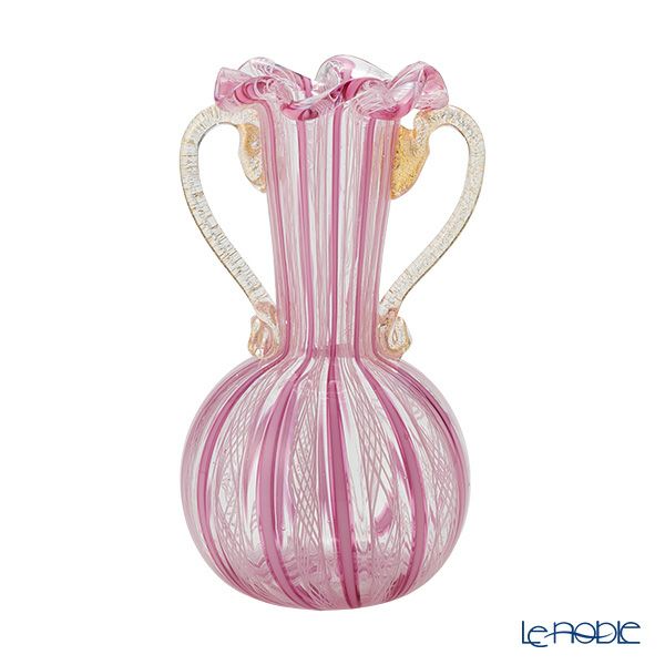 カンパネラ ベース（花瓶） ダブルハンドル（S） ピンク （76 V07／N） H11.5cm