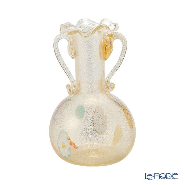 カンパネラ ベース（花瓶） ダブルハンドル（S） フィオーリゴールド （63 V07／D） H11.5cm