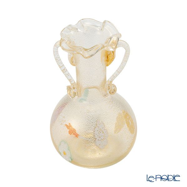 カンパネラ ベース（花瓶） ダブルハンドル（S） フィオーリゴールド （63 V07／D） H11.5cm