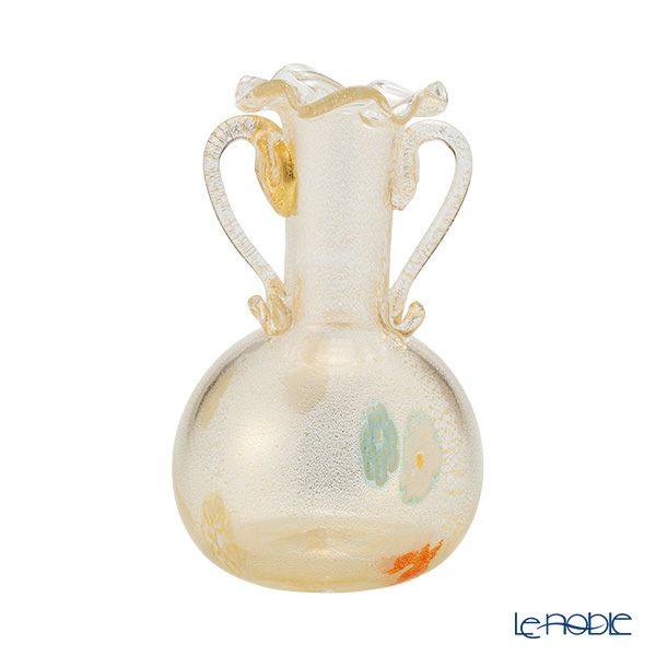 カンパネラ ベース（花瓶） ダブルハンドル（S） フィオーリゴールド （63 V07／D） H11.5cm