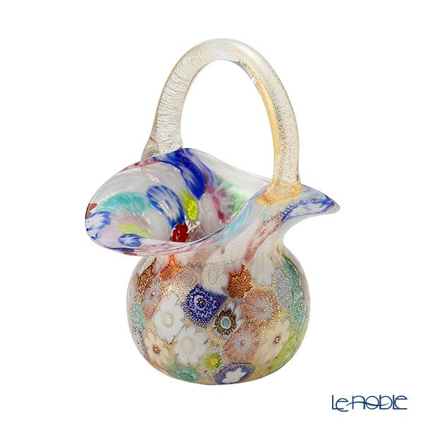 カンパネラ スモールバスケット 多彩ゴールド ミレフィオーリ（40 V03／A）H9cm