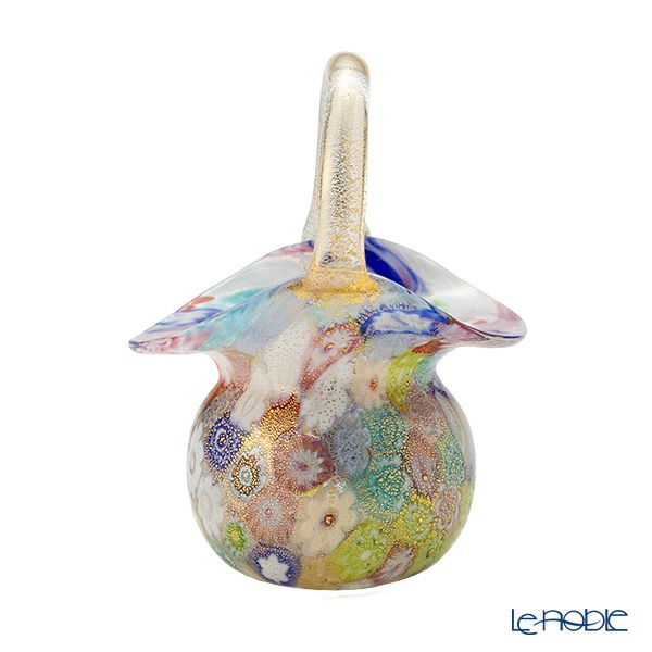 カンパネラ スモールバスケット 多彩ゴールド ミレフィオーリ（40 V03／A）H9cm