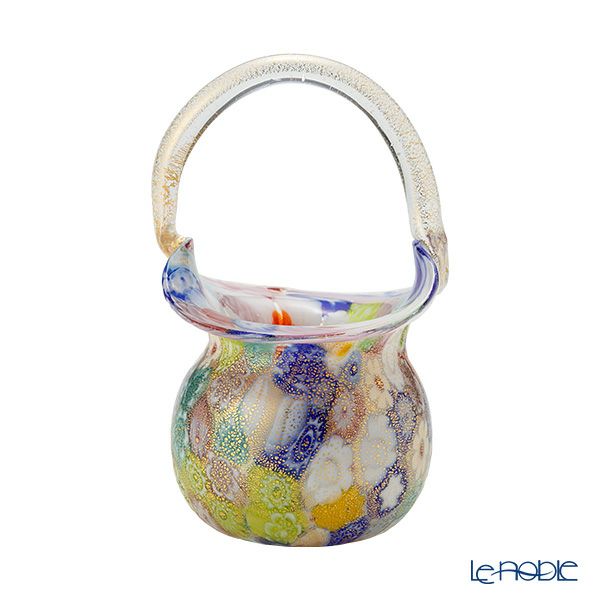 カンパネラ スモールバスケット 多彩ゴールド ミレフィオーリ（40 V03／A）H9cm