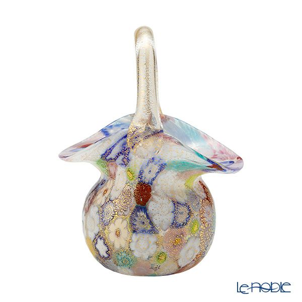 カンパネラ スモールバスケット 多彩ゴールド ミレフィオーリ（40 V03／A）H9cm