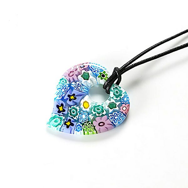 エルコーレモレッティ ペンダント ハート パステル多彩 9750 200 60cmひも付