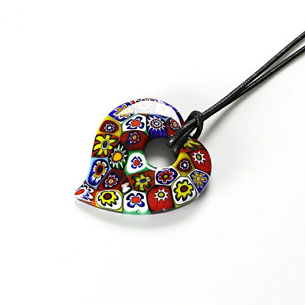 エルコーレモレッティ ペンダント ハート ゲンショク多彩 9750 100 60cmひも付