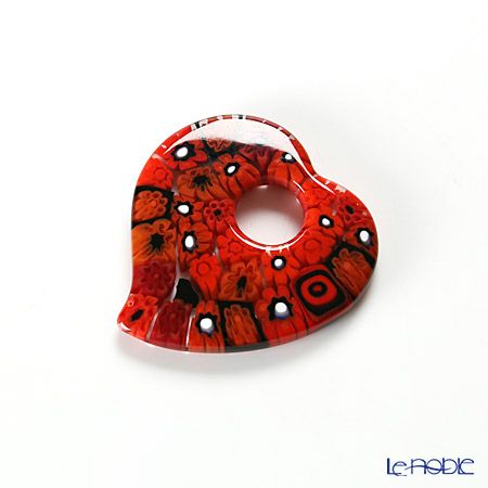 エルコーレモレッティ ペンダント ハート レッドブラック 9750 213 60cmひも付