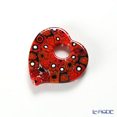 エルコーレモレッティ ペンダント ハート レッドブラック 9750 213 60cmひも付