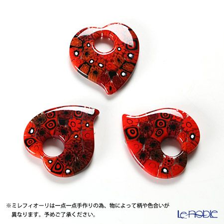 エルコーレモレッティ ペンダント ハート レッドブラック 9750 213 60cmひも付