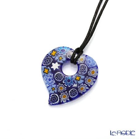エルコーレモレッティ ペンダント ハート ブルー系 9750 212 60cmひも付