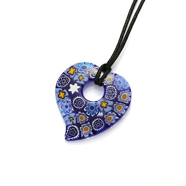 エルコーレモレッティ ペンダント ハート ブルー系 9750 212 60cmひも付